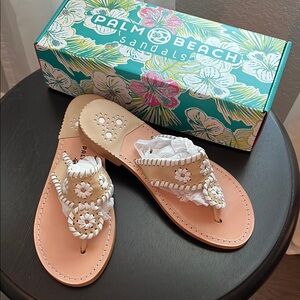 Palm Beach Sandals Women's Tan and White Sandals